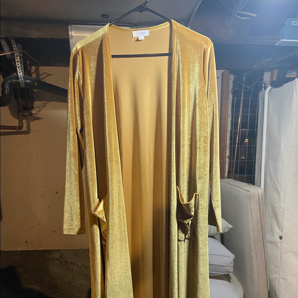 Gold velvet Lularoe Sarah duster size medium